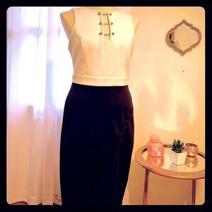 Black and white midi dress